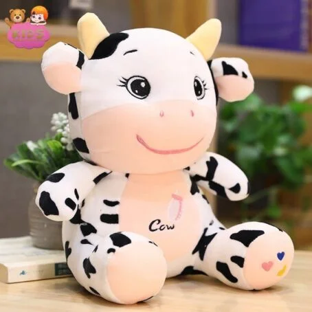 Vache en peluche pour bébé brodée