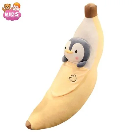 Banane Coussin Peluche Avec Pingouin