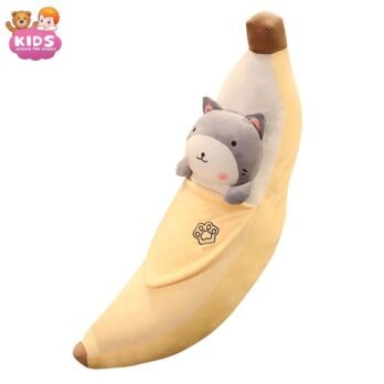 Banane Coussin Peluche Avec Shiba Inu Gris