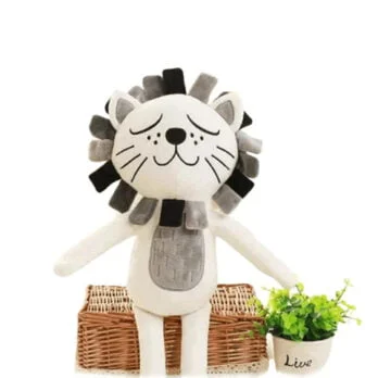 Lion En Peluche Noir Et Blanc