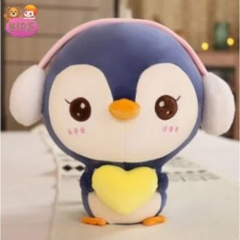 Peluche De Pingouin Bleu Avec Couvre-Oreilles