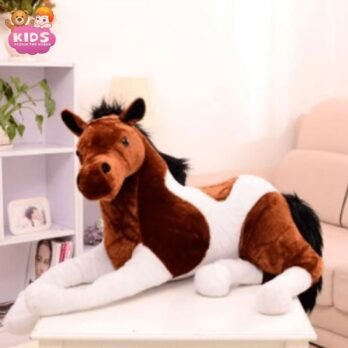Cheval En Peluche Brun Et Blanc