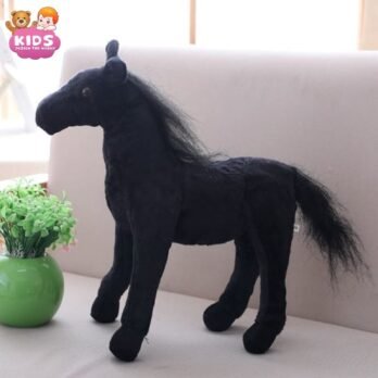 Mignon Cheval En Peluche Noir