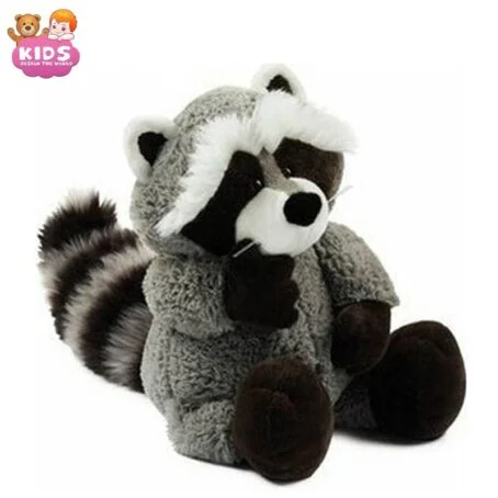 Mignon peluche de raton laveur gris