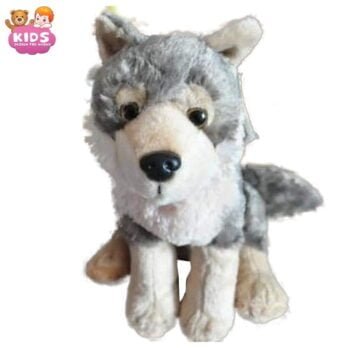 Mignon Jouet En Peluche De Loup Gris
