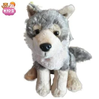 Mignon Jouet En Peluche De Loup Gris
