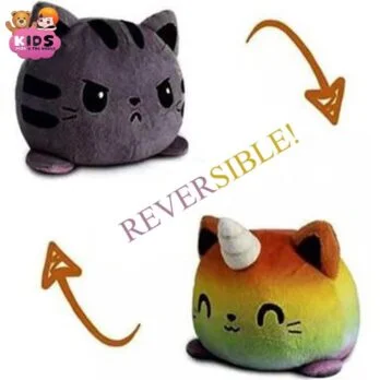 Mignon Peluche Chat Licorne Réversible