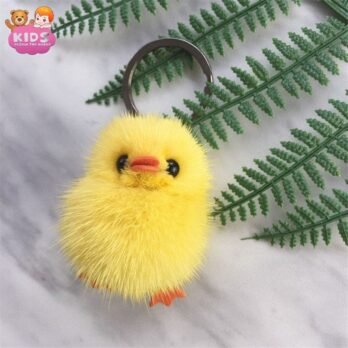 Mignon Porte-Clés En Peluche De Canard Jaune