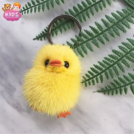 Mignon porte-clés en peluche de canard jaune