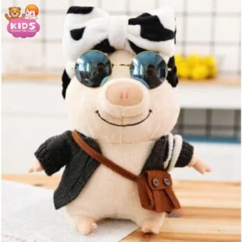 En Peluche Cochon Habille Avec Un Nœud De Vache