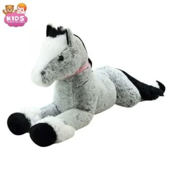 Cheval En Peluche Géant Bleu Gris