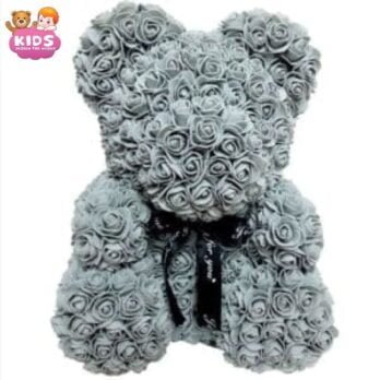 Ours En Peluche Gris Avec Fleur