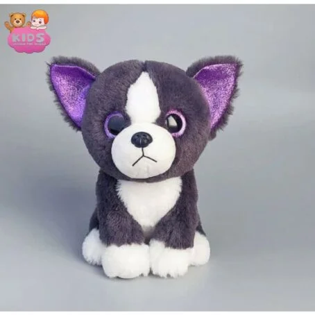 Peluche de chien Husky gris foncé