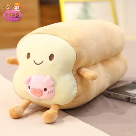 Jouet en peluche en forme de pain long avec un cochon