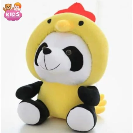 Panda en peluche déguisé en poulet