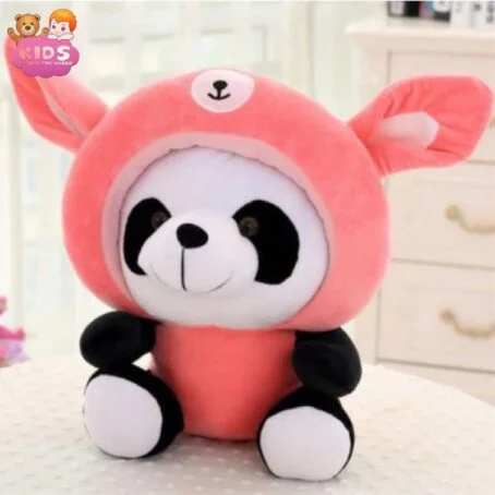 Panda en peluche déguisé en lapin