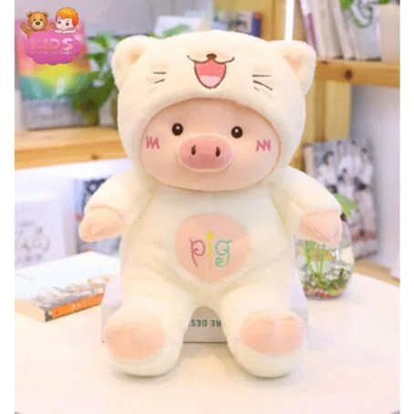 Peluche de cochon déguisée en chat