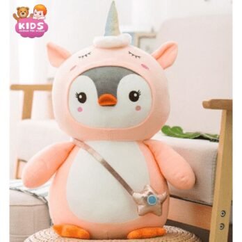 Pingouin Rose En Peluche Avec Costume De Licorne