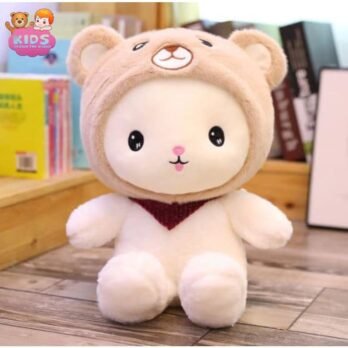 Lapin En Peluche Bonnet Ours