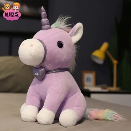 Licorne en peluche Violets