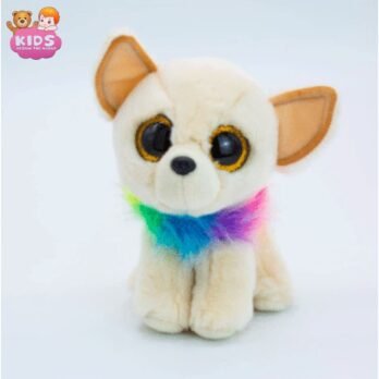 Petit Chien En Peluche Avec Collier Multicolore
