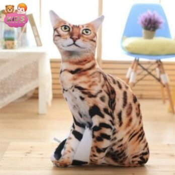 Chat En Peluche Brun Tigré Doux