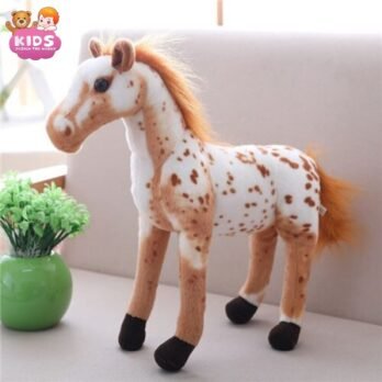 Cheval En Peluche Blanc Et Marron