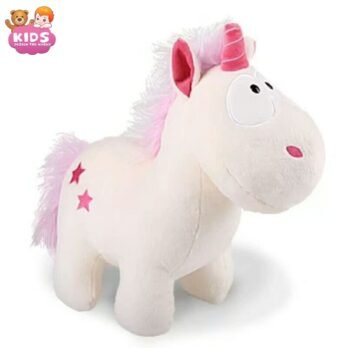 Peluche De Licorne Blanche Et Rose
