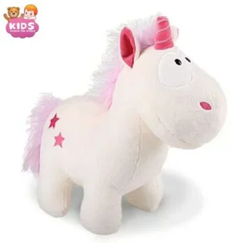 Peluche De Licorne Blanche Et Rose