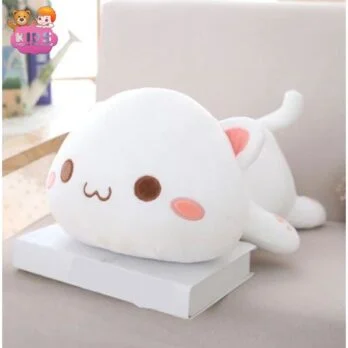 Chat Blanc En Peluche Kawaii