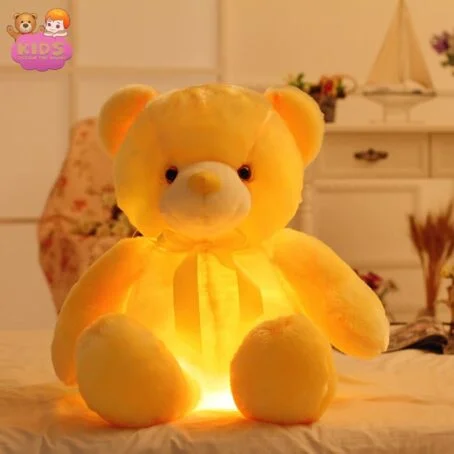 Ours en peluche avec LED jaune et oreiller