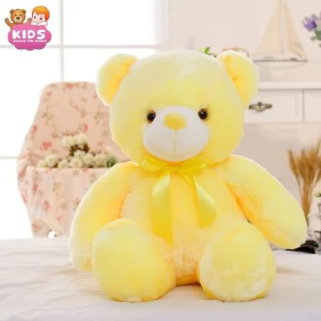 Ours en peluche avec LED jaune et oreiller