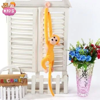 Singe En Peluche Jaune À Longue Queue Kawaii